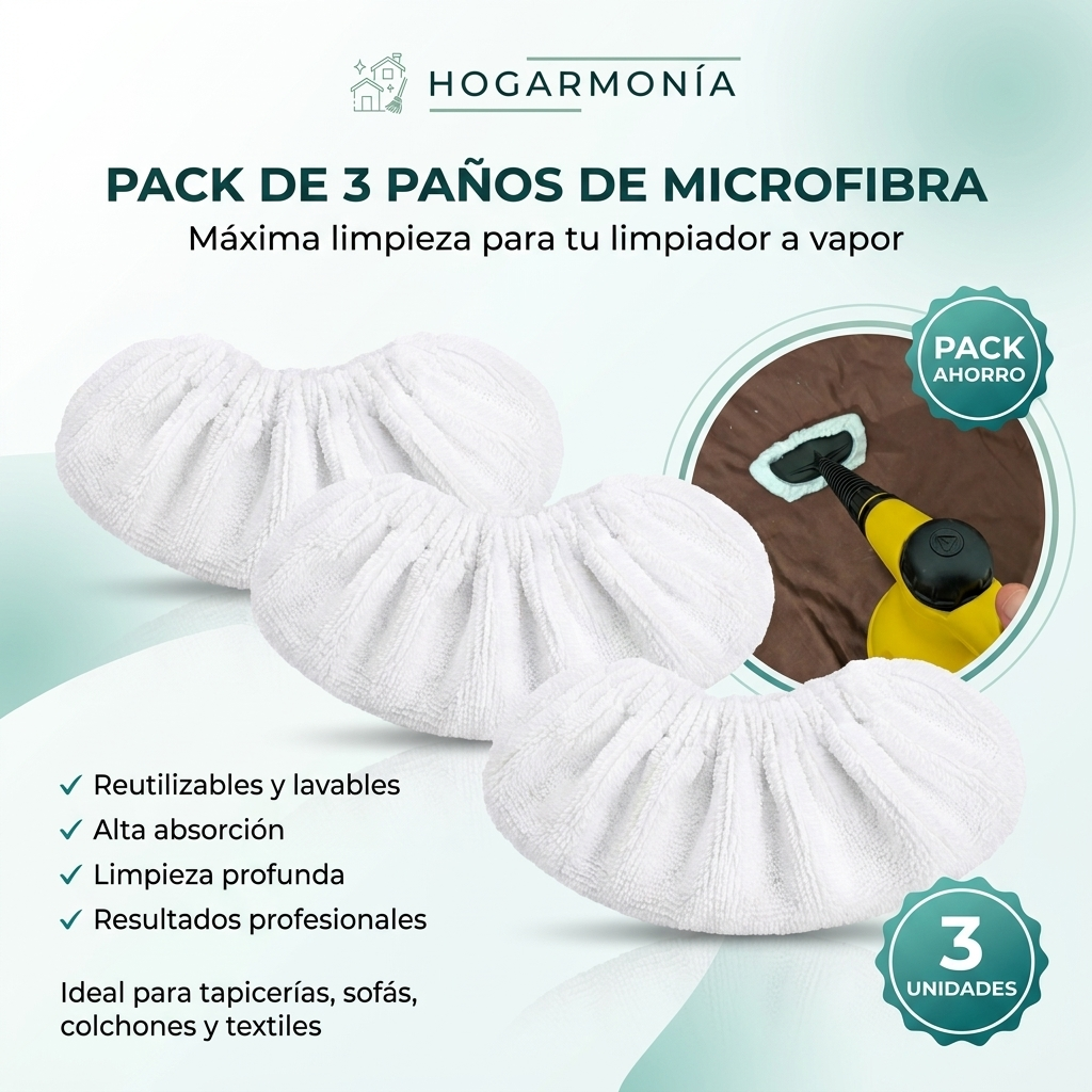 Pack 3 paños de recambio para limpiador a vapor
